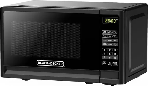 Miniatura 3 de BLACK+DECKER Horno de microondas compacto de encimera de 700 vatios de 0.7 pies cúbicos con iluminación LED, bloqueo para niños Negro