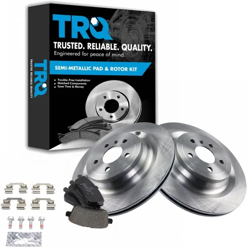 Miniatura 58 de TRQ Juego de pastillas de freno semimetálicas traseras y rotores compatibles con Chevrolet Trailblazer 02-06 Trailblazer EXT 04-06 SSR 02-07 GMC