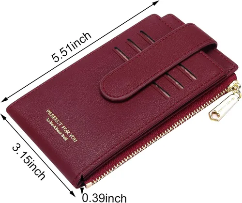 Miniatura 2 de ZRTARY Slim Card Holder Wallets for Women RFID Bifold Card Case Money Organizer with Zipper Pocket