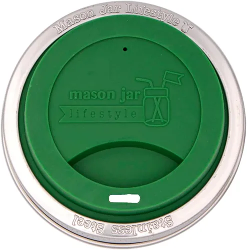 Miniatura 17 de Tapa de silicona para beber con banda de acero inoxidable para tarros Mason (Americana multicolor, boca regular)