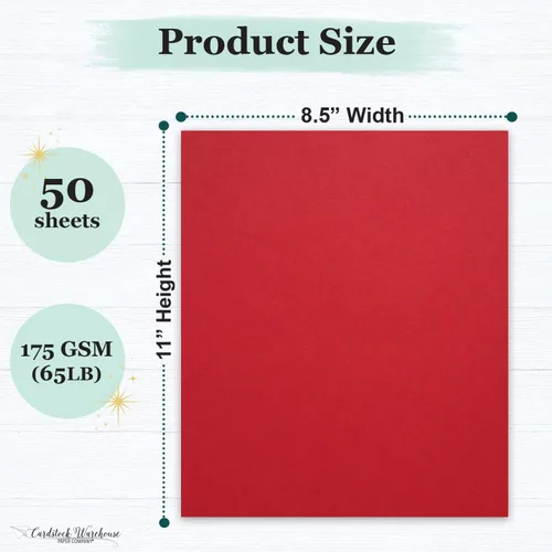Miniatura 2 de Cardstock Warehouse Pop-Tone - Papel de cartulina rojo vivo, 50 hojas, 8.5 x 11 pulgadas, 65 libras, 175 GSM, cartulina roja de alta calidad