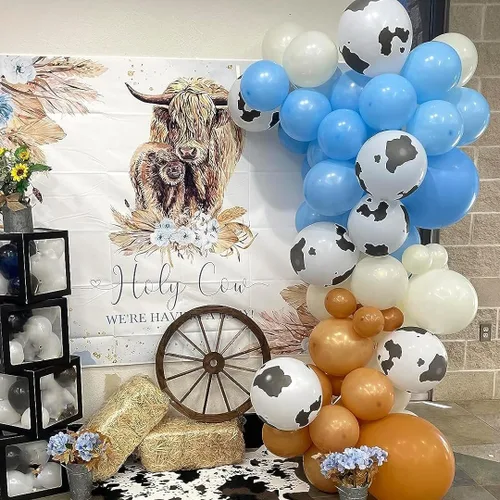 Miniatura 5 de Juego de 60 globos de vaca azul y marrón, globos de vaca marrón y azul de 12 pulgadas para fiestas de adultos, decoración de fiesta temática