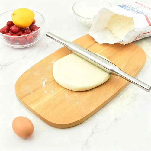 Miniatura 6 de Rodillo de acero inoxidable de grado profesional para cocina en casa, pizzería, panadería (11.7 in)