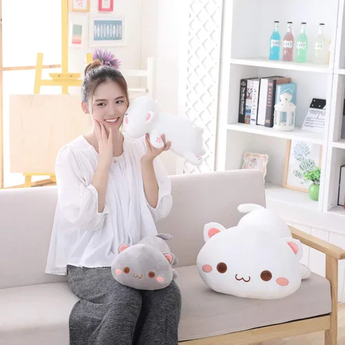 Miniatura 4 de Juguete de peluche con forma de animales, cojín de peluche con forma de gato para niñas