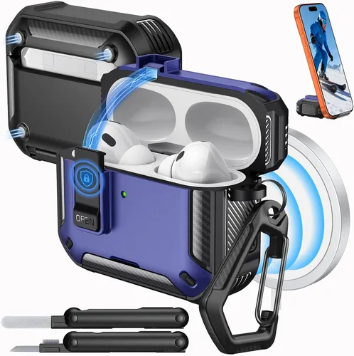 Miniatura 14 de MoKo for AirPods Pro 2 Case with Lock - Compatible with MagSafe, Phone Stand & Auto Pop-up for AirPods Pro 2nd/1st Generation Case, Military-Grade