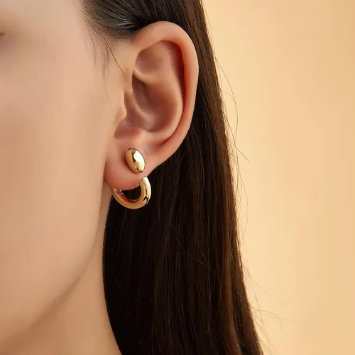 Miniatura 2 de Aretes de aro para mujer, chapados en oro de 18 quilates, joyería de regalo