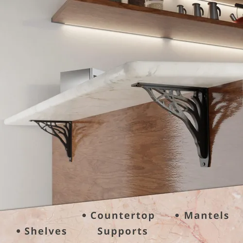 Miniatura 5 de Starby Angel Oak - Kit de soporte de estante resistente, 8 x 8 pulgadas, juego de dos soportes de metal para estanterías, estantes de madera, repisa