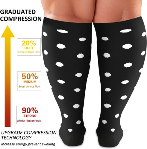 Miniatura 3 de Diu Life 3 pares de calcetines de compresión de talla grande para mujeres y hombres, pantorrilla ancha, soporte extra alto hasta la rodilla