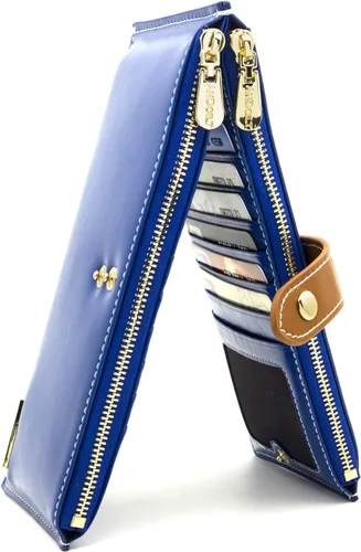 Miniatura 9 de ANDOILT - Cartera de cuero genuino para mujer con bloqueo RFID para tarjeta de crédito con cremallera