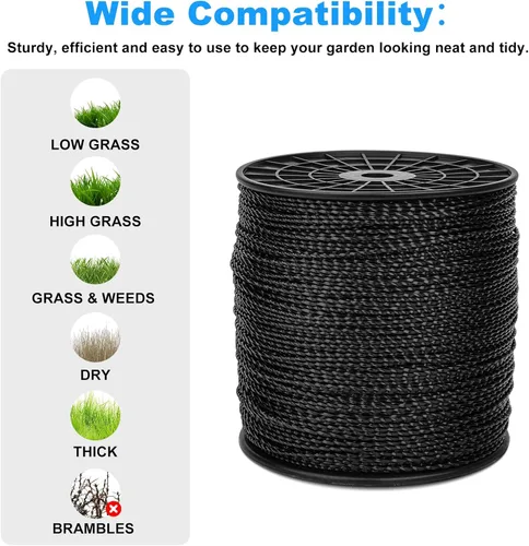 Miniatura 3 de RO6G Cuerda de 5 libras, línea de recortadora de hilo comercial Twist, cuerda Wacker para recortadora de malezas Echo Black Diamond/String Trimmer