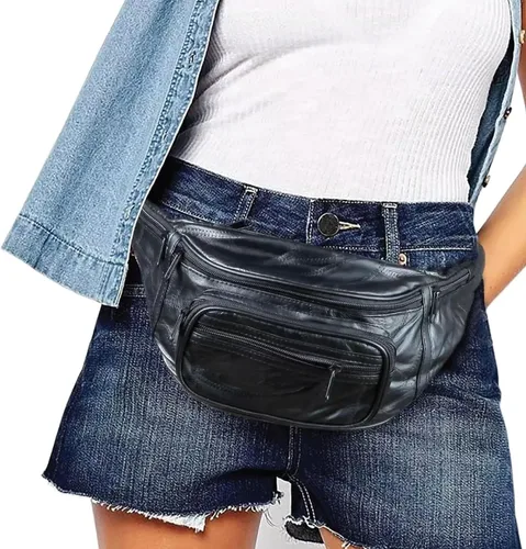 Miniatura 9 de Home-X bolsa para cintura estilo riñonera de piel auténtica de cordero