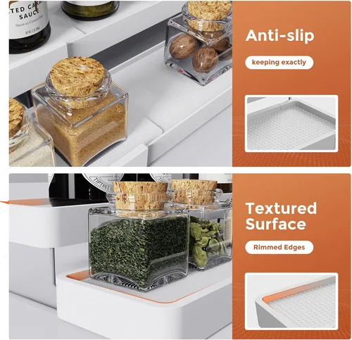 Miniatura 6 de Organizador de Especias Expandible para Gabinete - Organizador de Especias de Gabinete Ajustable de 3 Niveles de Fácil Visibilidad - Organizador