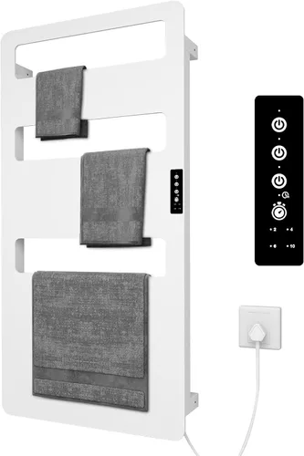 Miniatura 8 de Toallero térmico para baño, calentador de toallas con temporizador montado en la pared, calentador de toallas eléctrico, calentador de toallas