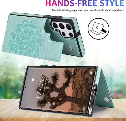 Miniatura 5 de Asuwish Funda compatible con Samsung Galaxy S22 Ultra 5G y protector de pantalla de vidrio templado, accesorios para celular, ranura para tarjetero