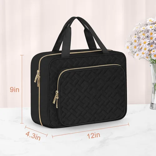 Miniatura 6 de Bolsa de aseo Wedama para mujer, bolsa de viaje grande para cosméticos, bolsa de aseo colgante para baño, bolsa de maquillaje impermeable de PVC Rosa