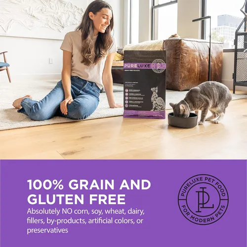 Miniatura 4 de PURELUXE Alimento para gatos sin granos y gluten, nutrición Elite para gatos adultos, pavo, para todas las etapas de la vida y razas, fabricado