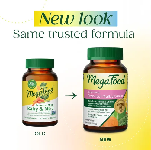 Miniatura 2 de Nutrientes clave vitales para apoyo prenatal tanto de la madre como el bebé Baby & Me 2, MegaFood, 60, 1, 1