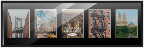 Miniatura 200 de Marcos de fotos modernos para decoración de pared, marco de collage de fotos de 8 x 10 pulgadas, acabado negro con paspartú negro para dos fotos
