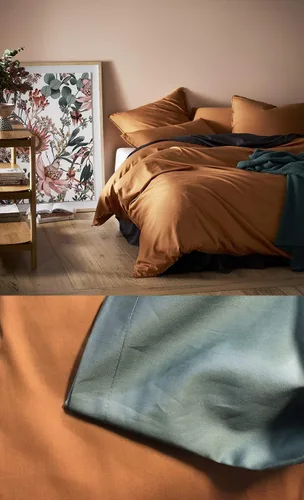 Miniatura 5 de Juego de ropa de cama de lujo de algodón egipcio, de color liso, de satén de alta densidad de hilos largos, sedoso, suave, transpirable, de primera