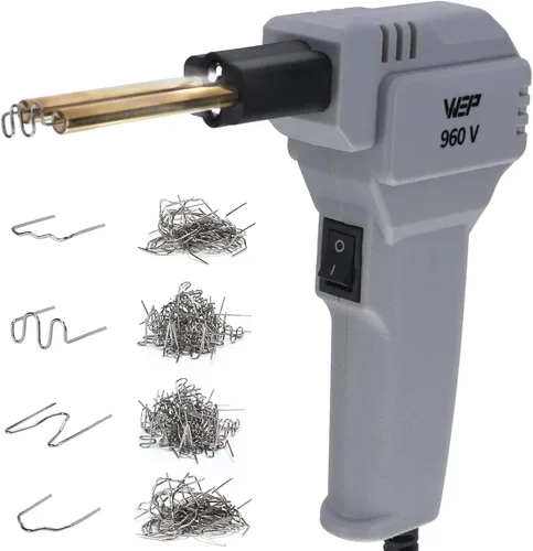 Miniatura 10 de Kit de soldador de plástico WEP 960-V 110V con luces LED con 200 grapas calientes y alicates para soldadura de plástico de parachoques de coche, Azul