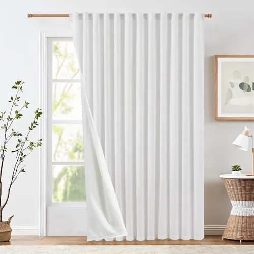 Miniatura 29 de JINCHAN Cortinas de lino de 108 pulgadas de largo, juego de 2 paneles, cortinas de ventana para sala de estar y dormitorio, cortinas