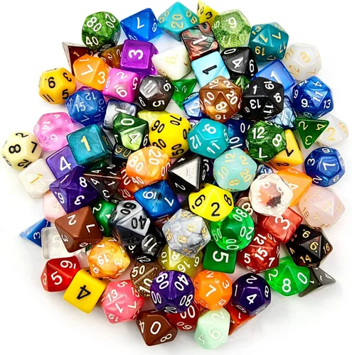 Miniatura 2 de Bescon - Juego grande de dados poliédricos aleatorios, juego de dados DND de tamaño estándar, 100 unidades en una variedad de colores y efectos