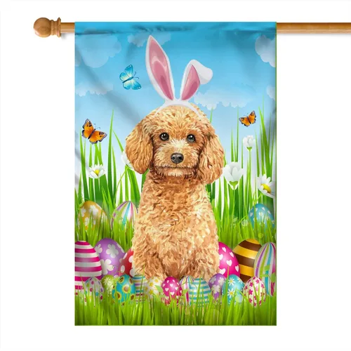 Miniatura 33 de Beagle Happy Easter Day Holiday Flag Funny Dog Wear Bunny Ears Headband Cute for Home Decor (12" x 18") USA Garden Flag Premium Decorative Yard