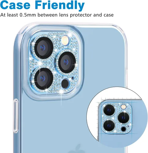 Miniatura 122 de Protector de lente de cámara diseñado para iPhone 12 Pro Max, con diamantes de imitación 3D con diamantes de imitación 9H, vidrio templado, Rosado