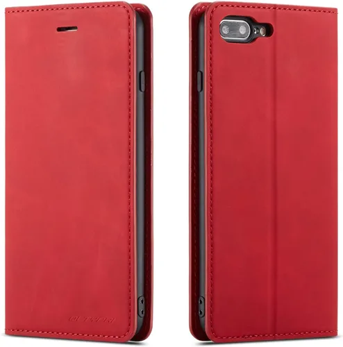 Miniatura 21 de QLTYPRI Funda para iPhone 6 Plus/6S Plus, cubierta de piel PU con tarjetero, funda tipo billetera con solapa magnética y a prueba de golpes - Vino