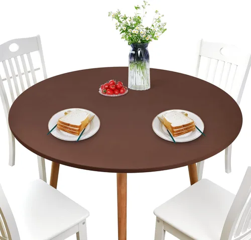 Miniatura 14 de NEWISHER - Funda para mesa redonda ajustable de spandex, mantel elástico con borde elástico negro para mesa de 60 pulgadas, apto para comedor