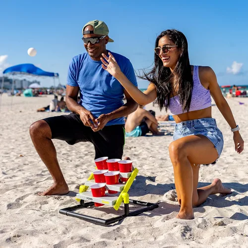 Miniatura 7 de Juego de pong de copas del estadio Franklin Sports - Juego grande de pong de 6 copas con copas + soporte - Divertido juego de patio trasero