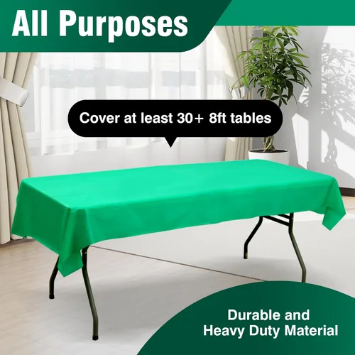 Miniatura 148 de Rollo de plástico para cubierta de mesa color verde manzana, 40 pulgadas x 100 pies, rollo de plástico resistente para cubierta de mesa de banquetes