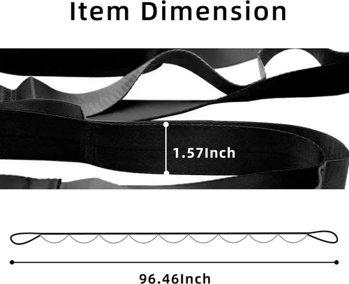 Miniatura 3 de SANKUU - Correas de yoga para estiramiento con 12 bucles, póster de entrenamiento, correas para estiramiento, equipo de terapia física, bandas
