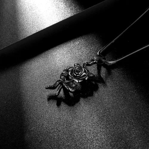 Miniatura 7 de Collar con colgante de corazón de rosa de serpiente, joyería gótica de acero inoxidable para mujer, serpiente animal, cobra, uroboros