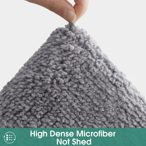 Miniatura 4 de HOMEIDEAS Juego de 2 alfombras de baño, a rayas, súper absorbentes, de microfibra suave, antideslizantes, lavables, para ducha y bañera (gris)