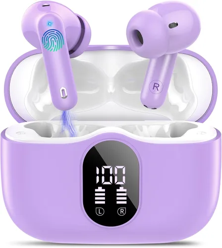 Miniatura 21 de Auriculares inalámbricos, Auriculares Bluetooth 5.4 con graves estéreo, Auriculares intrauriculares con micrófono de cancelación de ruido y pantalla