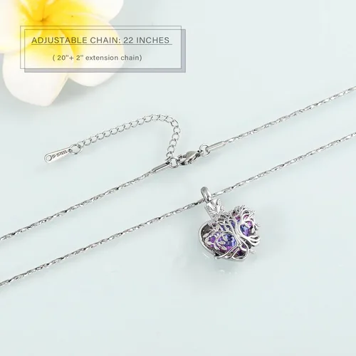 Miniatura 75 de Imrsanl Collar de urna de árbol de la vida con forma de corazón, joyería de cremación para hombres y mujeres, recuerdo, joyería conmemorativa