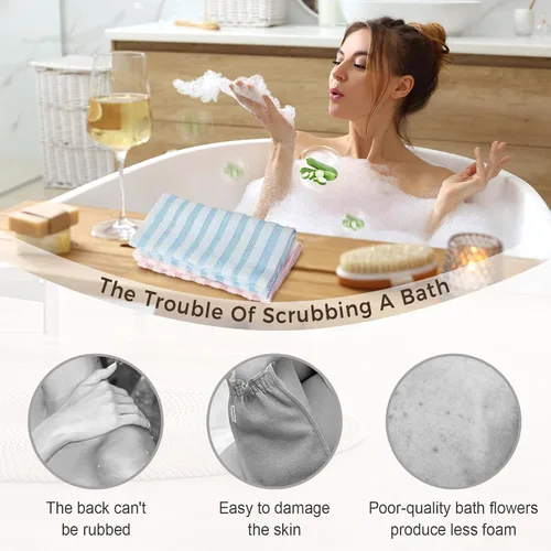 Miniatura 6 de Toalla de ducha exfoliante, toalla de baño exfoliante con textura suave para el hogar, toallas suaves y plegables para la espalda, toalla corporal