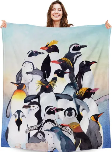 Miniatura 11 de Manta de pingüino para regalo, 40 x 30 pulgadas, bonita manta para niños, niñas y niños, manta negra suave y mullida para regazo y silla