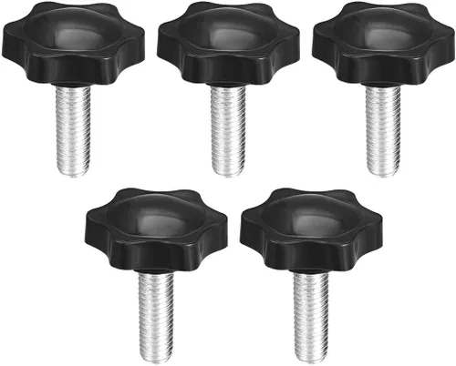 Miniatura 11 de uxcell Perillas de tornillo de sujeción con abrazadera Pomo de estrella M4 x 0.630 in rosca macho 5 piezas