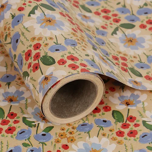 Miniatura 41 de Aimyoo - Rollo de papel de regalo floral kraft - Rollo jumbo - 30 pulgadas x 33 pies - Papel de regalo vintage con flores para todas las ocasiones