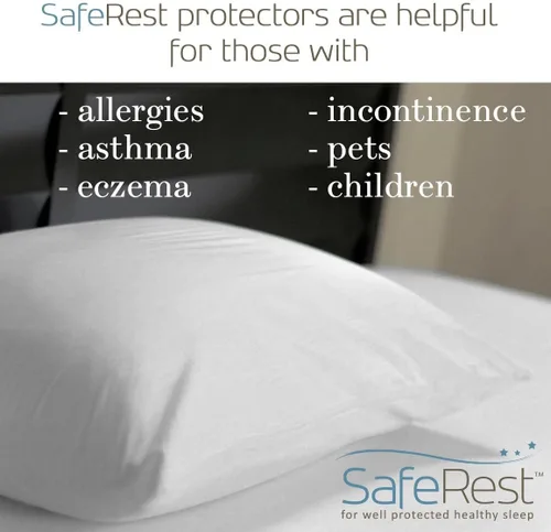 Miniatura 2 de Protector de almohada SafeRest Premium, hipoalergénico, a prueba de chinche de cama, con cierre zipper e impermeable, Algodón, Blanco, Estándar