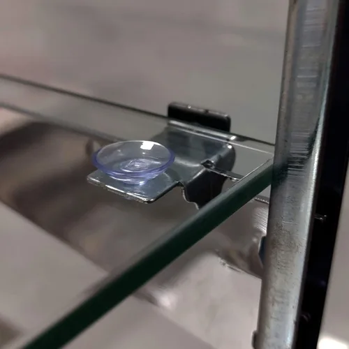 Miniatura 6 de Clip de estante de esquina derecha e izquierda y cojín de goma para soportes para colgar estantes de vidrio, madera o metal, paquete de 10