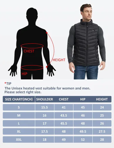 Miniatura 7 de Men's Heated Vest with Battery Pack, USB Electric Heating Vest Winter Lightweight Heated Jacket Vests for Men Women