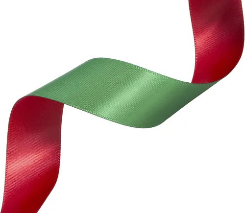 Miniatura 2 de YASEO Cinta de dos tonos de doble cara, 20 yardas y 1 pulgada, cinta de satén verde y rojo de doble cara para Navidad, boda, cumpleaños, envoltura