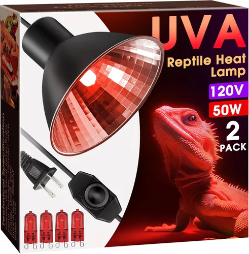Miniatura 10 de Briignite Lámpara de calor de reptil roja, bombilla de calor G9 de 50 W y lámpara de cúpula para reptiles, reflector de aluminio, lámpara de calor