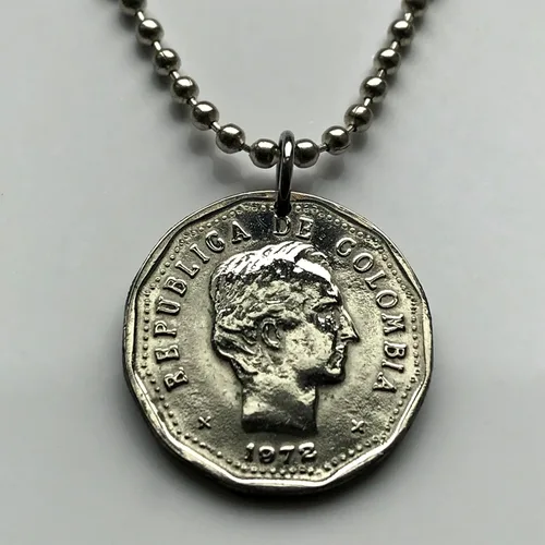 Miniatura 2 de 1972 Colombia 50 Centavos moneda colgante General Santander Bogotá Medellín Cali Barranquilla Cartagena Cúcuta Soacha Soledad Bucaramanga Bello