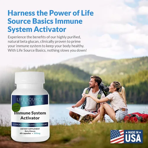 Miniatura 6 de Life Source Basics Activador de apoyo del sistema inmunológico - Beta de alta pureza 1,3/1,6 glucano - Suplemento inmunitario y vitamínico sin OMG