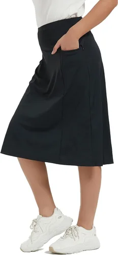 NOOYME Falda pantalón de 28 pulgadas para mujer con 3 bolsillos, modesta, longitud hasta la rodilla, atlética, midi