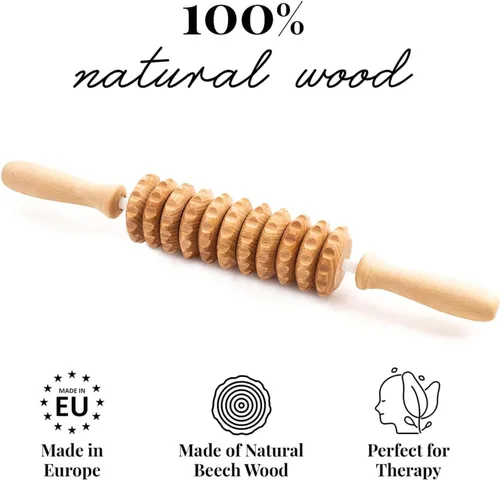 Miniatura 3 de Tuuli Accesorios - Rodillo de masaje de madera Flexi, rodillo corporal multifuncional para celulitis, tensión muscular y apoyo a la salud